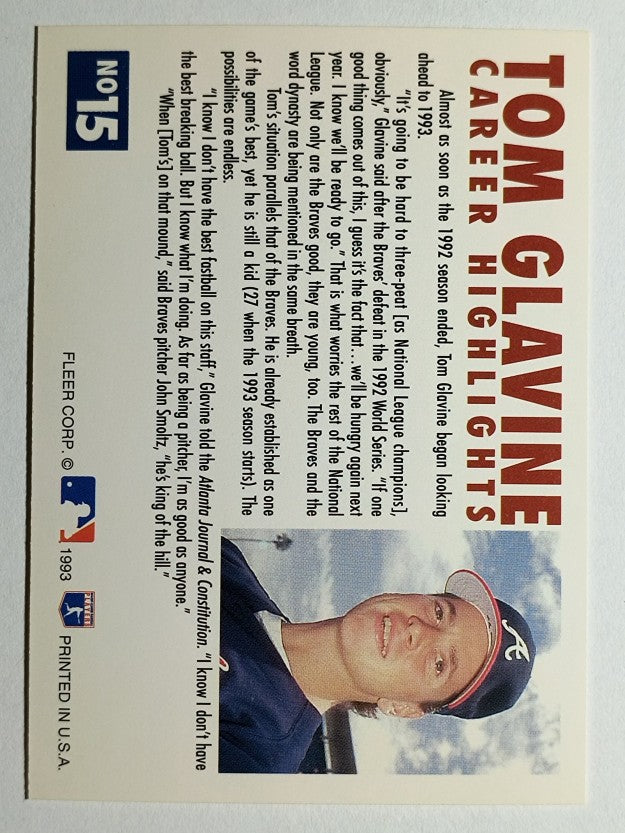 1993 Fleer Glavine #15 Tom Glavine/Send-Off 3 (NM)