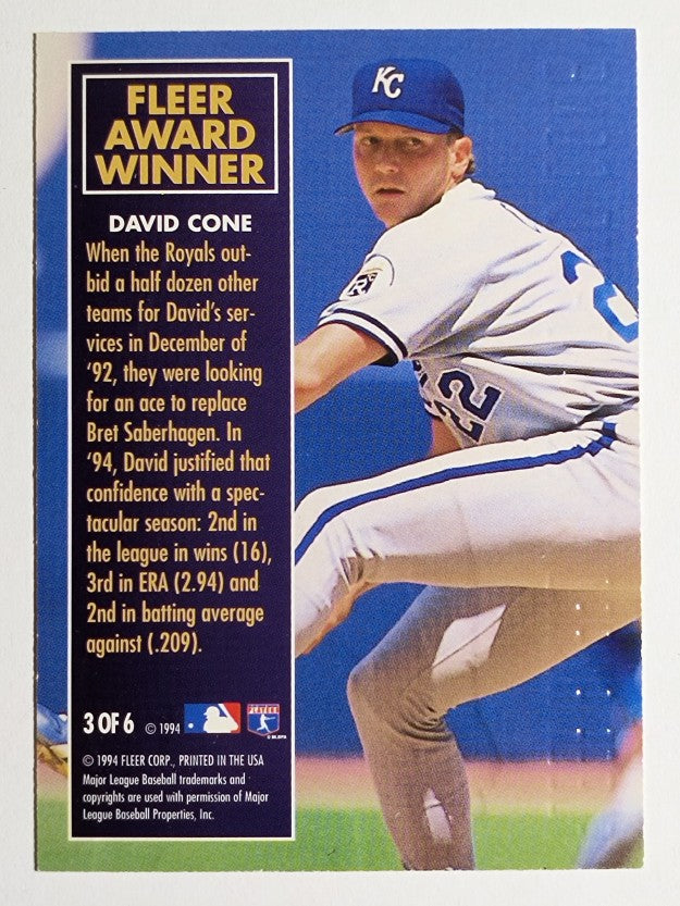 1995 Fleer Award Winners #3 David Cone