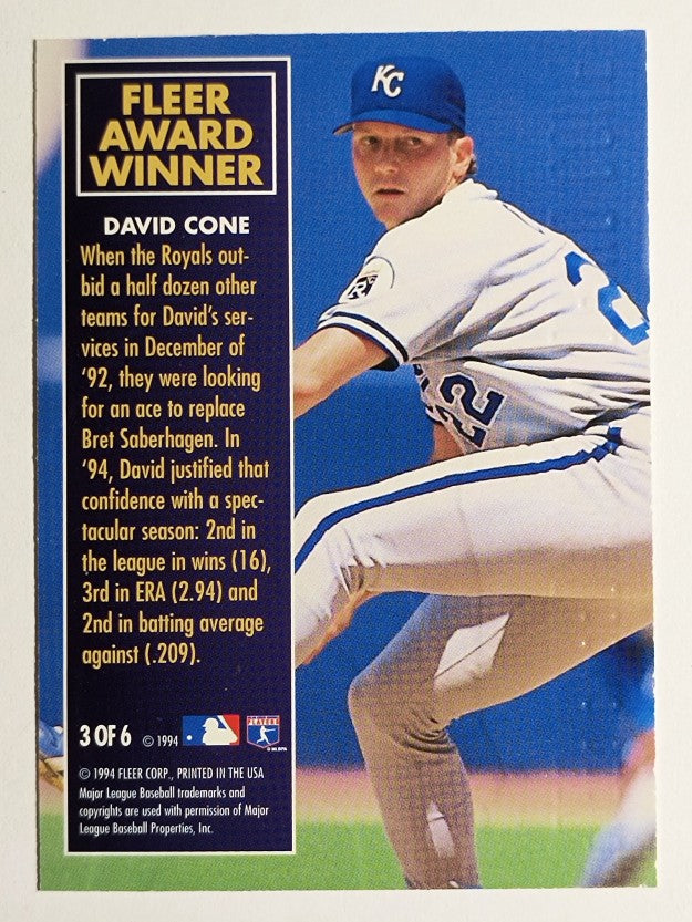 1995 Fleer Award Winners #3 David Cone