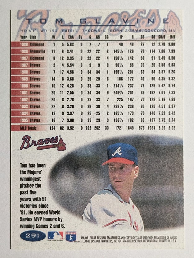 1996 Fleer #291 Tom Glavine