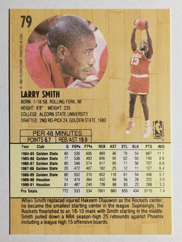 1991-92 Fleer #79 Larry Smith