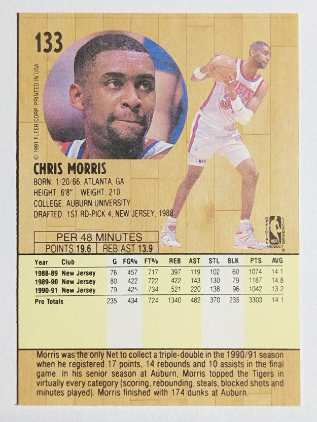 1991-92 Fleer #133 Chris Morris