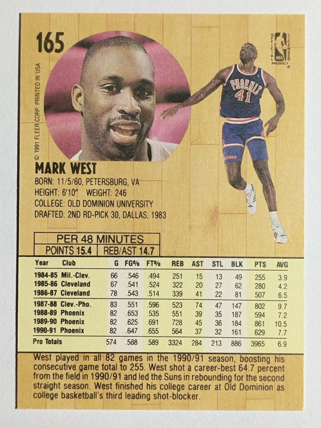 1991-92 Fleer #165 Mark West