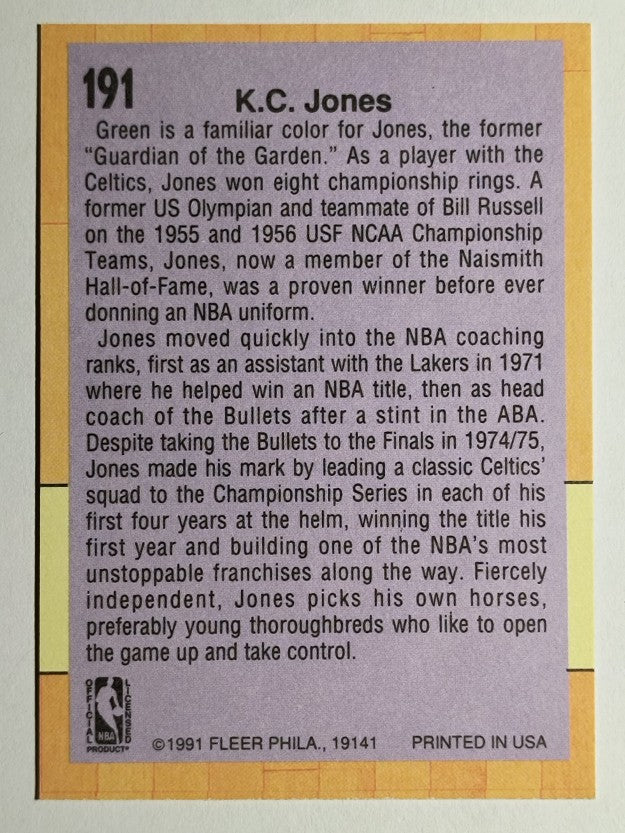 1991-92 Fleer #191 K.C. Jones CO