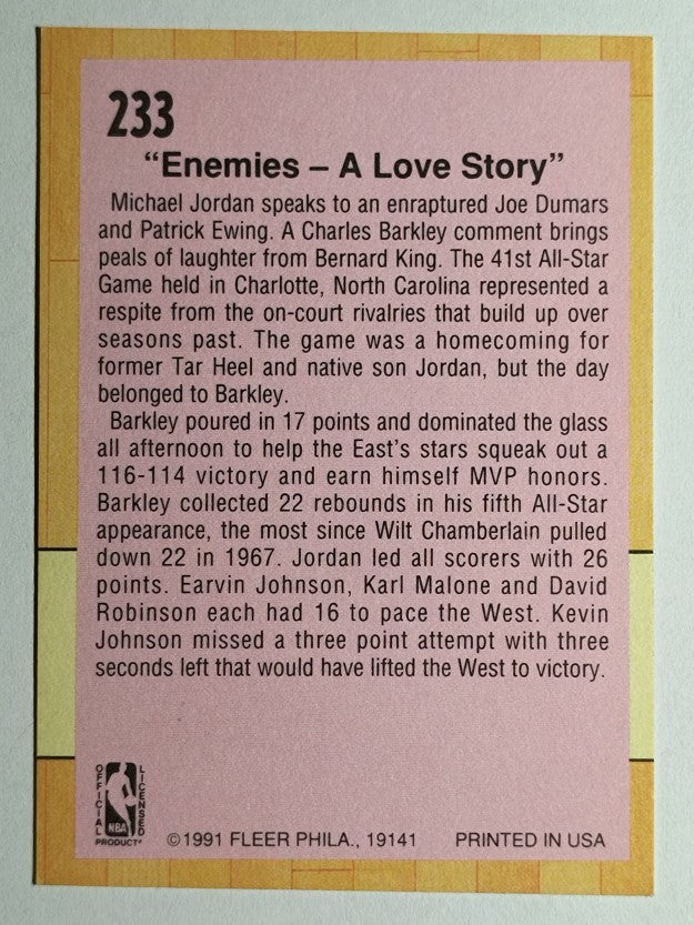 1991-92 Fleer #233 Michael Jordan/'91 All Star Game/Enemies (EXMT)
