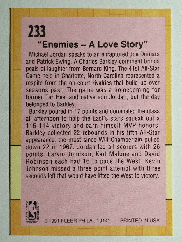 1991-92 Fleer #233 Michael Jordan/'91 All Star Game Enemies - A Love Story (NM)