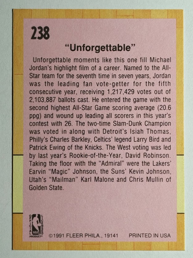 1991-92 Fleer #238 Michael Jordan ASG (EXMT)