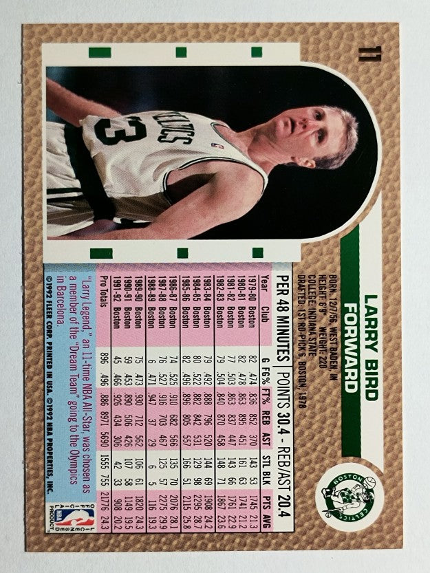 1992-93 Fleer #11 Larry Bird (EXMT)