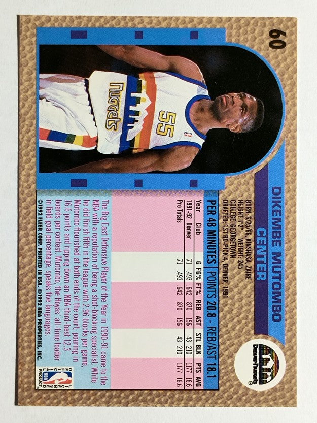 1992-93 Fleer #60 Dikembe Mutombo