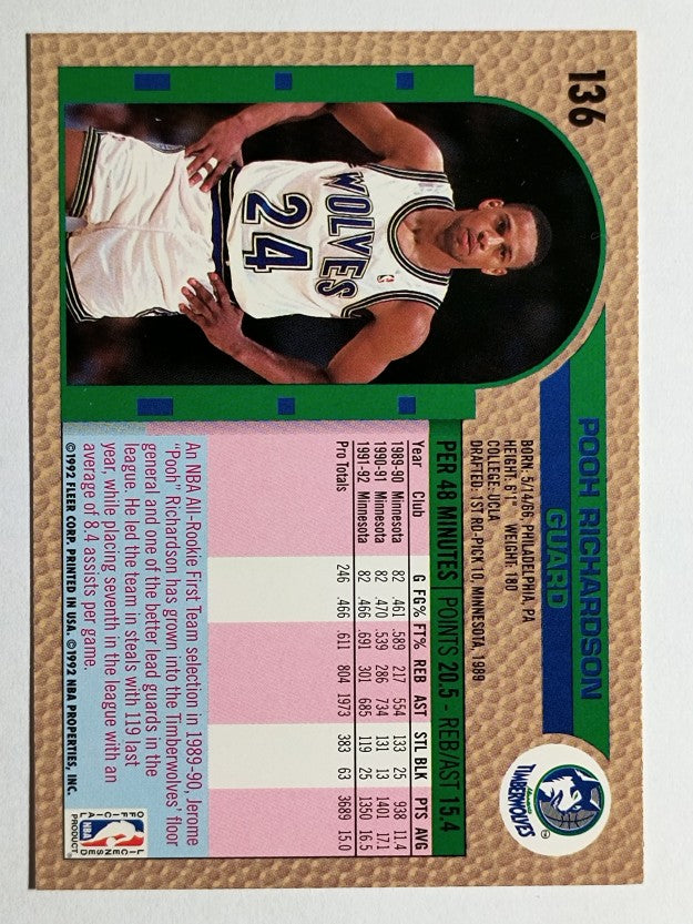 1992-93 Fleer #136 Pooh Richardson