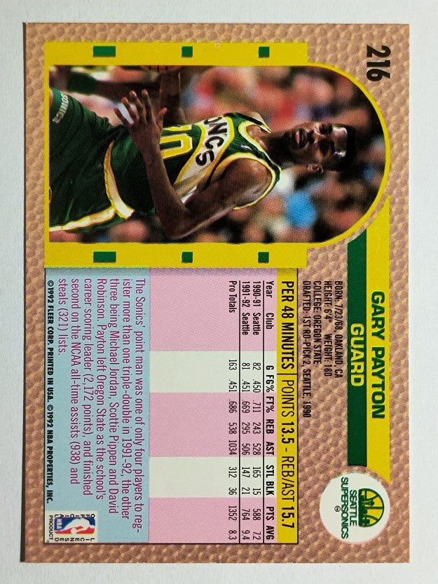 1992-93 Fleer #216 Gary Payton