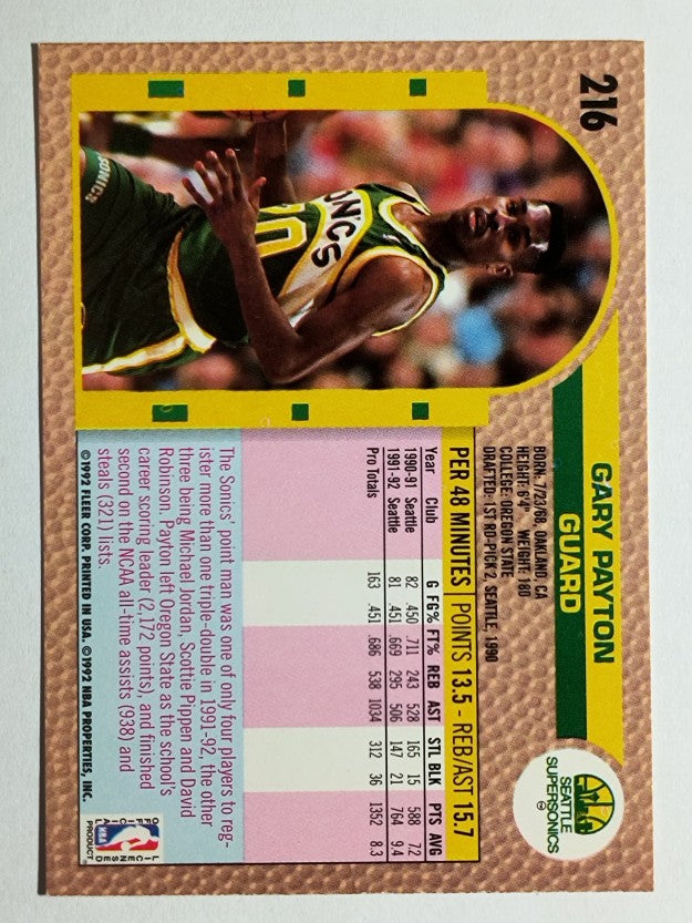 1992-93 Fleer #216 Gary Payton