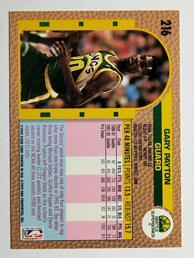 1992-93 Fleer #216 Gary Payton