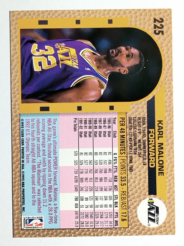 1992-93 Fleer #225 Karl Malone (NM)