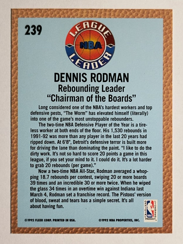 1992-93 Fleer #239 Dennis Rodman LL