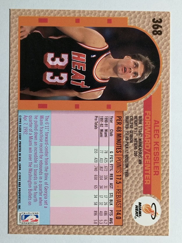1992-93 Fleer #368 Alec Kessler