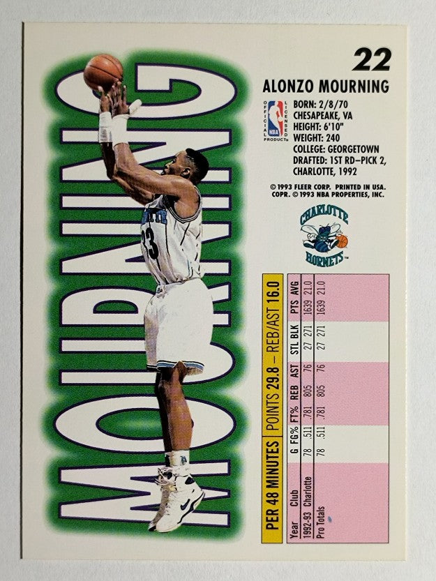 1993-94 Fleer #22 Alonzo Mourning
