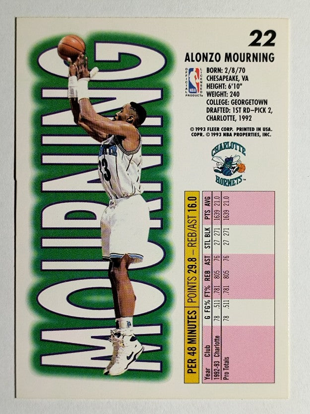 1993-94 Fleer #22 Alonzo Mourning
