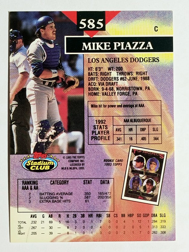 1993 Stadium Club #585 Mike Piazza
