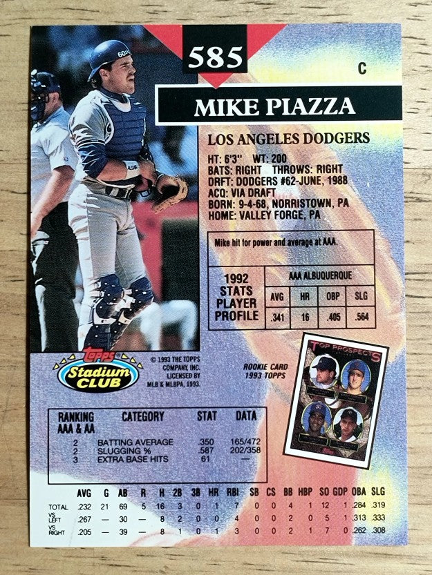 1993 Stadium Club #585 Mike Piazza