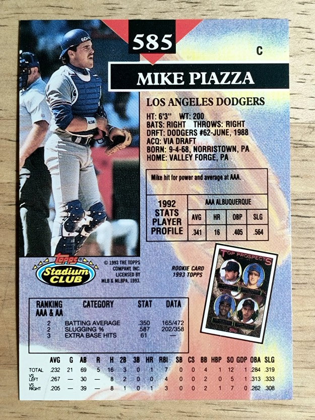 1993 Stadium Club #585 Mike Piazza