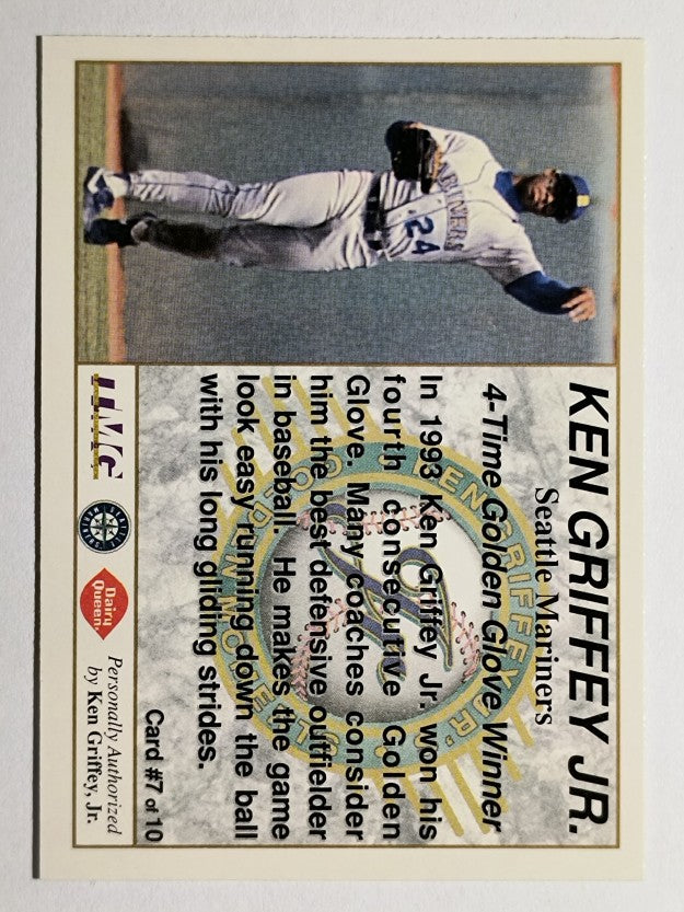 1994 Griffey Dairy Queen #7 Ken Griffey Jr./4-Time Gold Glove Winner