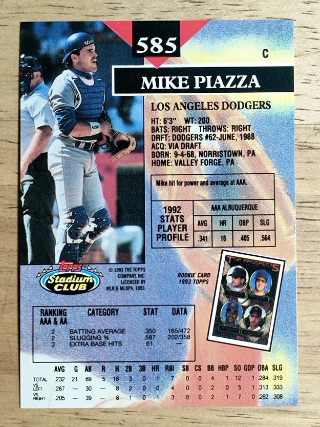 1993 Stadium Club #585 Mike Piazza