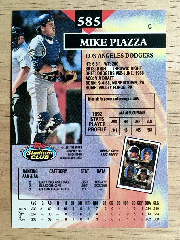 1993 Stadium Club #585 Mike Piazza