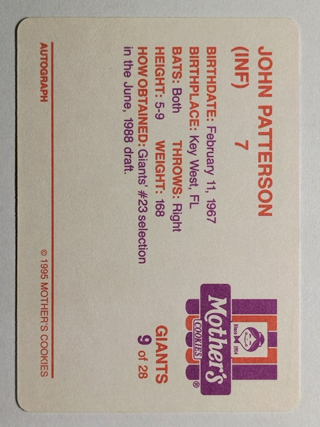1995 Giants Mother's #9 John Patterson