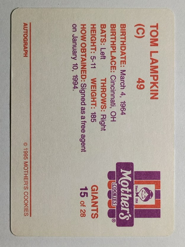1995 Giants Mother's #15 Tom Lampkin