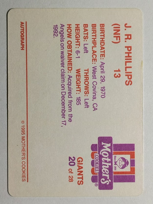 1995 Giants Mother's #20 J.R. Phillips