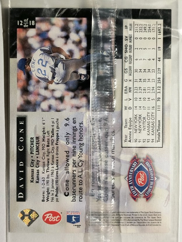 1995 Post Canadian #12 David Cone