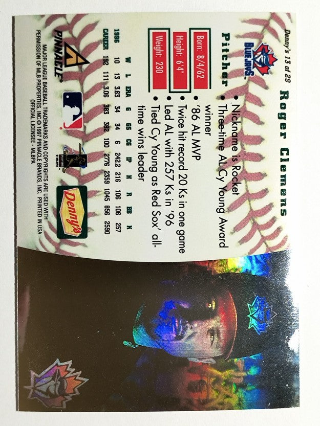 1997 Denny's Holograms #13 Roger Clemens