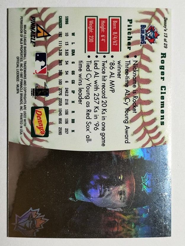 1997 Denny's Holograms #13 Roger Clemens