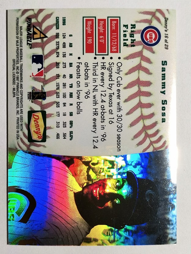 1997 Denny's Holograms #16 Sammy Sosa
