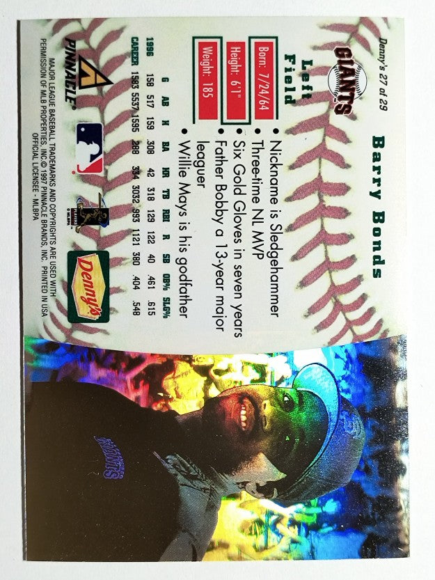 1997 Denny's Holograms #27 Barry Bonds