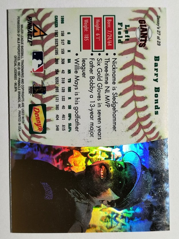 1997 Denny's Holograms #27 Barry Bonds