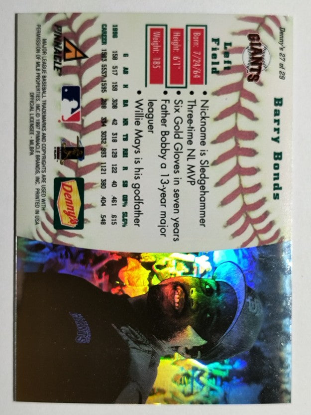 1997 Denny's Holograms #27 Barry Bonds