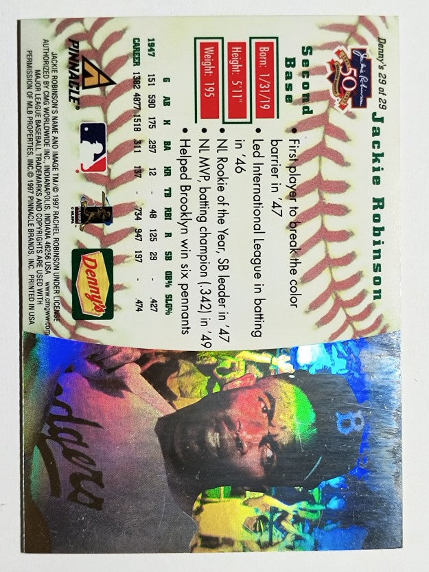 1997 Denny's Holograms #29 Jackie Robinson/50th Anniversary Commemorative (NM)