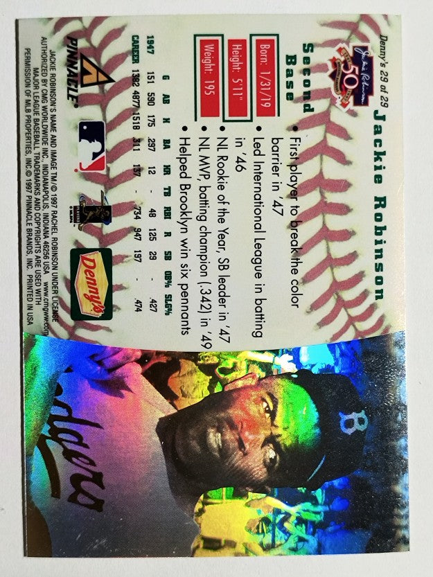 1997 Denny's Holograms #29 Jackie Robinson/50th Anniversary Commemorative