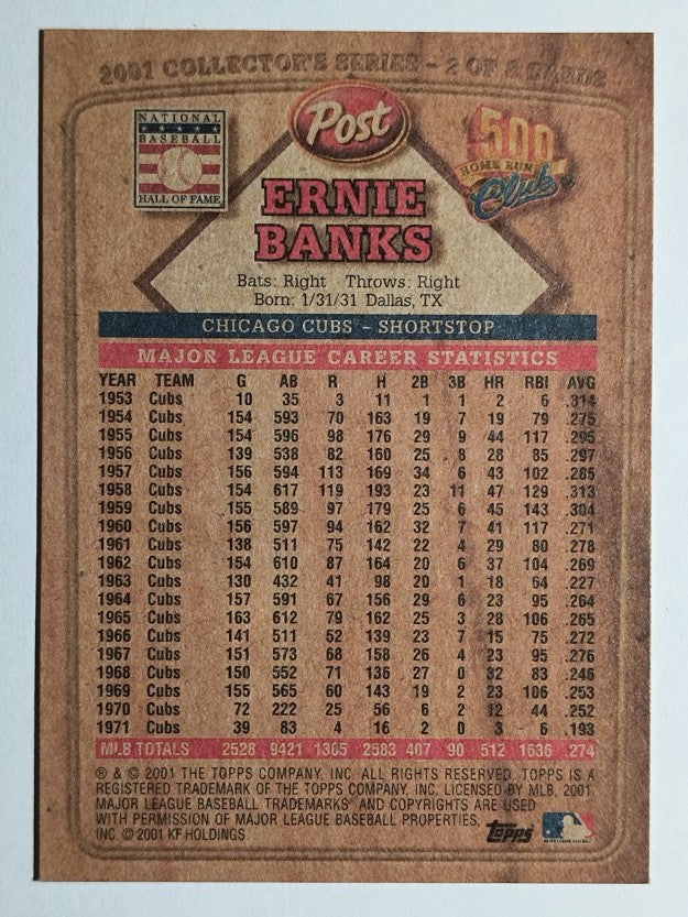 2001 Post 500 Club #2 Ernie Banks