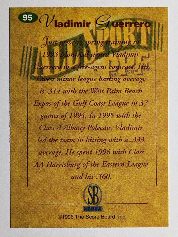 1996-97 Score Board All Sport PPF #95 Vladimir Guerrero