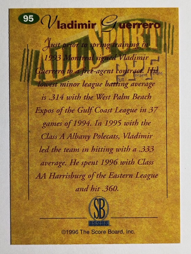 1996-97 Score Board All Sport PPF #95 Vladimir Guerrero