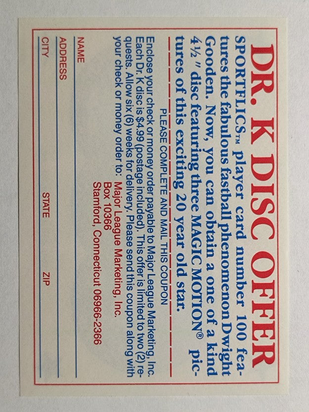 1986 Sportflics Magic Motion Offer #NNO Dwight Gooden