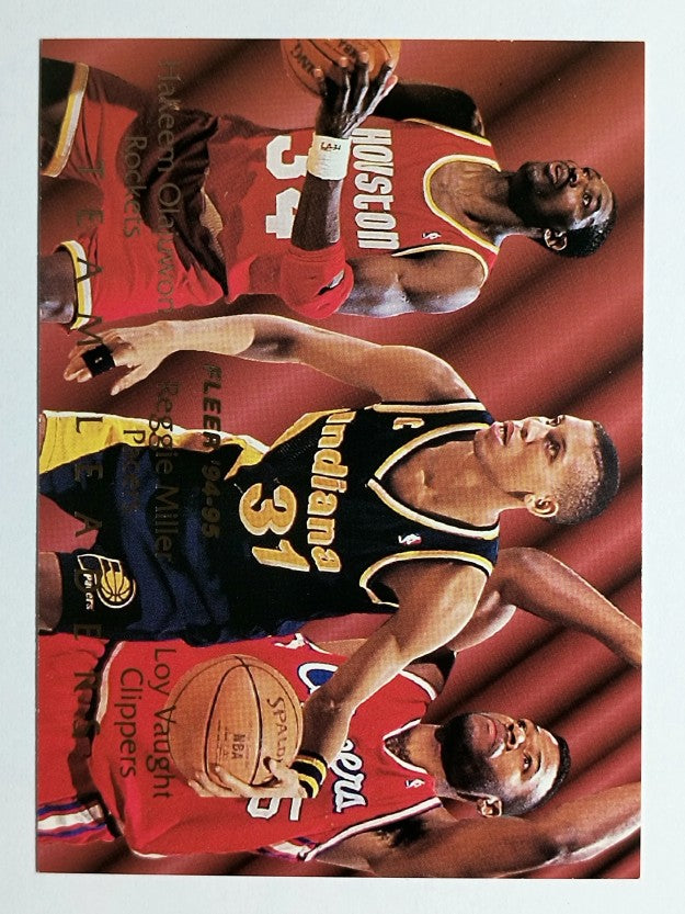 1994-95 Fleer Team Leaders #4 Hakeem Olajuwon/Reggie Miller/Loy Vaught