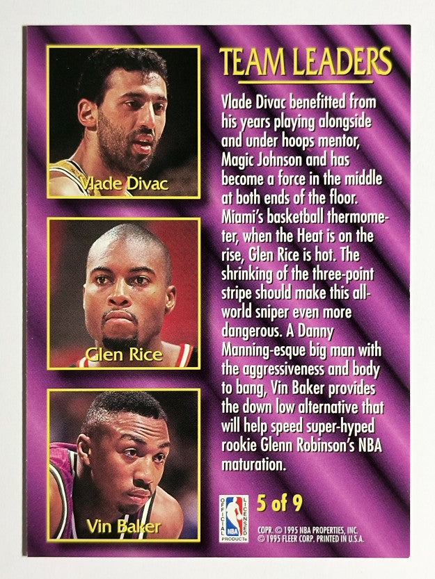 1994-95 Fleer Team Leaders #5 Vlade Divac/Glen Rice/Vin Baker