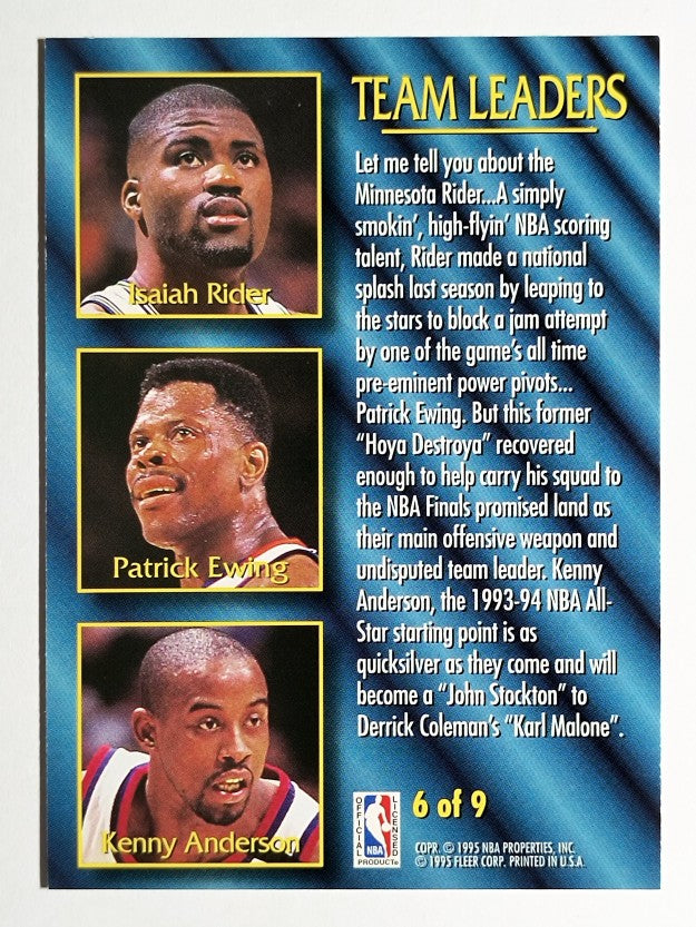 1994-95 Fleer Team Leaders #6 Isaiah Rider/Kenny Anderson/Patrick Ewing