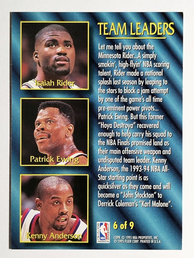 1994-95 Fleer Team Leaders #6 Isaiah Rider/Kenny Anderson/Patrick Ewing