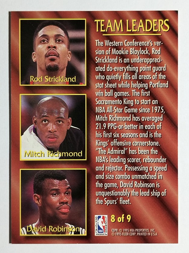 1994-95 Fleer Team Leaders #8 Rod Strickland/Mitch Richmond/David Robinson