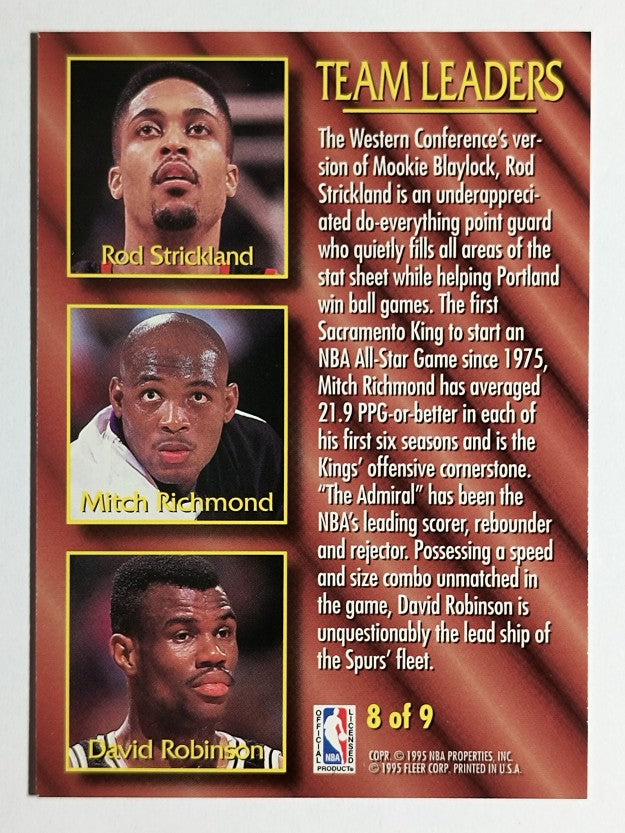1994-95 Fleer Team Leaders #8 Rod Strickland/Mitch Richmond/David Robinson